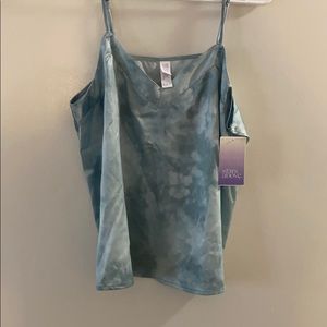 Blue Tie Dye Satin PJ Top